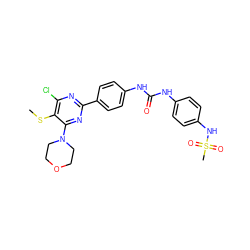 CSc1c(Cl)nc(-c2ccc(NC(=O)Nc3ccc(NS(C)(=O)=O)cc3)cc2)nc1N1CCOCC1 ZINC000118161014