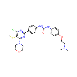 CSc1c(Cl)nc(-c2ccc(NC(=O)Nc3ccc(OCCN(C)C)cc3)cc2)nc1N1CCOCC1 ZINC000118179113