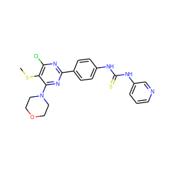 CSc1c(Cl)nc(-c2ccc(NC(=S)Nc3cccnc3)cc2)nc1N1CCOCC1 ZINC000221191567