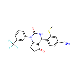 CSc1cc(C#N)ccc1[C@H]1NC(=O)N(c2cccc(C(F)(F)F)c2)C2=C1C(=O)CC2 ZINC000224561409