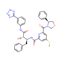 CSc1cc(C(=O)N[C@@H](Cc2ccccc2)[C@H](O)C(=O)Nc2cccc(-c3nn[nH]n3)c2)nc(C(=O)N2COC[C@@H]2c2ccccc2)c1 ZINC000150594211