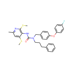 CSc1cc(C)nc(SC)c1NC(=O)N(CCCc1ccccc1)Cc1ccc(Oc2ccc(F)cc2)cc1 ZINC000027518611