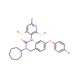 CSc1cc(C)nc(SC)c1NC(=O)N(Cc1ccc(Oc2ccc(Br)cc2)cc1)C1CCCCCC1 ZINC000027518291