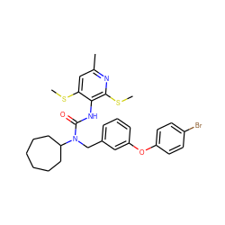 CSc1cc(C)nc(SC)c1NC(=O)N(Cc1cccc(Oc2ccc(Br)cc2)c1)C1CCCCCC1 ZINC000027438718