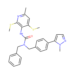 CSc1cc(C)nc(SC)c1NC(=O)N(Cc1ccccc1)Cc1ccc(-c2ccnn2C)cc1 ZINC000013780008