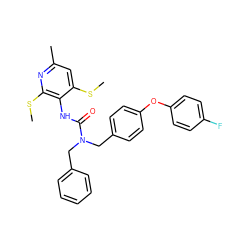 CSc1cc(C)nc(SC)c1NC(=O)N(Cc1ccccc1)Cc1ccc(Oc2ccc(F)cc2)cc1 ZINC000027518132