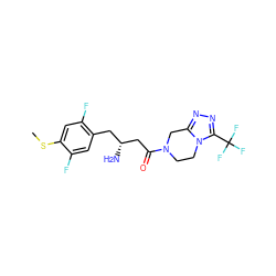 CSc1cc(F)c(C[C@@H](N)CC(=O)N2CCn3c(nnc3C(F)(F)F)C2)cc1F ZINC000014958979