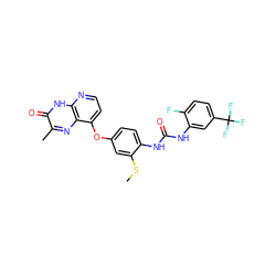 CSc1cc(Oc2ccnc3[nH]c(=O)c(C)nc23)ccc1NC(=O)Nc1cc(C(F)(F)F)ccc1F ZINC000058568768
