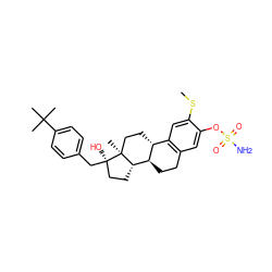 CSc1cc2c(cc1OS(N)(=O)=O)CC[C@@H]1[C@@H]2CC[C@@]2(C)[C@H]1CC[C@@]2(O)Cc1ccc(C(C)(C)C)cc1 ZINC000653878468