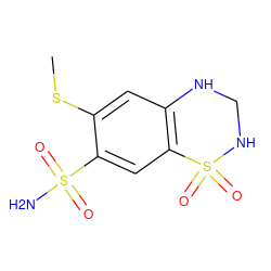 CSc1cc2c(cc1S(N)(=O)=O)S(=O)(=O)NCN2 ZINC000034799865