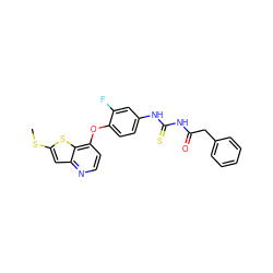 CSc1cc2nccc(Oc3ccc(NC(=S)NC(=O)Cc4ccccc4)cc3F)c2s1 ZINC000029042639