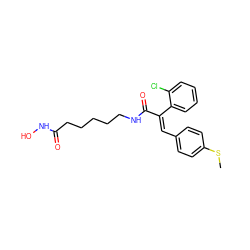 CSc1ccc(/C=C(/C(=O)NCCCCCC(=O)NO)c2ccccc2Cl)cc1 ZINC000059260272