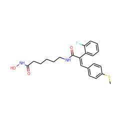 CSc1ccc(/C=C(/C(=O)NCCCCCC(=O)NO)c2ccccc2F)cc1 ZINC000059260092