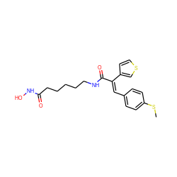 CSc1ccc(/C=C(/C(=O)NCCCCCC(=O)NO)c2ccsc2)cc1 ZINC000059260919