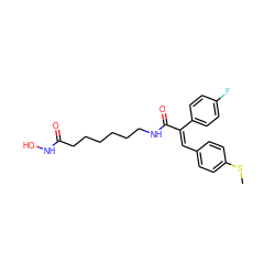 CSc1ccc(/C=C(/C(=O)NCCCCCCC(=O)NO)c2ccc(F)cc2)cc1 ZINC000096167590