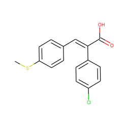 CSc1ccc(/C=C(/C(=O)O)c2ccc(Cl)cc2)cc1 ZINC000095586108