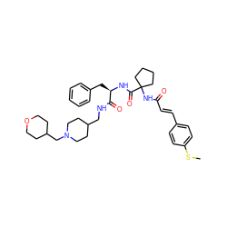 CSc1ccc(/C=C/C(=O)NC2(C(=O)N[C@H](Cc3ccccc3)C(=O)NCC3CCN(CC4CCOCC4)CC3)CCCC2)cc1 ZINC000044306952