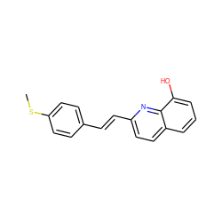 CSc1ccc(/C=C/c2ccc3cccc(O)c3n2)cc1 ZINC000004124003