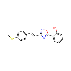 CSc1ccc(/C=C/c2noc(-c3ccccc3O)n2)cc1 ZINC000004813552