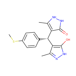 CSc1ccc([C@@H](c2c(C)n[nH]c2O)c2c(C)[nH][nH]c2=O)cc1 ZINC000003909025