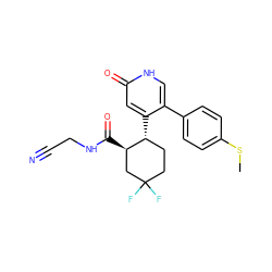 CSc1ccc(-c2c[nH]c(=O)cc2[C@@H]2CCC(F)(F)C[C@H]2C(=O)NCC#N)cc1 ZINC000014972365