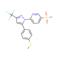 CSc1ccc(-c2cc(C(F)(F)F)nn2-c2ccc(S(C)(=O)=O)cn2)cc1 ZINC000013588342