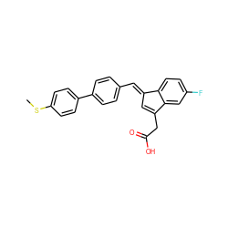 CSc1ccc(-c2ccc(/C=C3\C=C(CC(=O)O)c4cc(F)ccc43)cc2)cc1 ZINC000040848154