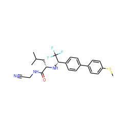 CSc1ccc(-c2ccc([C@H](N[C@@H](CC(C)C)C(=O)NCC#N)C(F)(F)F)cc2)cc1 ZINC000014971257