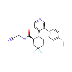 CSc1ccc(-c2cnccc2[C@@H]2CCC(F)(F)C[C@H]2C(=O)NCC#N)cc1 ZINC000014972352