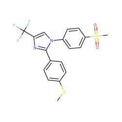 CSc1ccc(-c2nc(C(F)(F)F)cn2-c2ccc(S(C)(=O)=O)cc2)cc1 ZINC000003814584