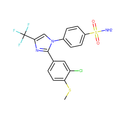 CSc1ccc(-c2nc(C(F)(F)F)cn2-c2ccc(S(N)(=O)=O)cc2)cc1Cl ZINC000003814512