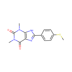 CSc1ccc(-c2nc3c(=O)n(C)c(=O)n(C)c3[nH]2)cc1 ZINC000100683378