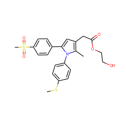 CSc1ccc(-n2c(-c3ccc(S(C)(=O)=O)cc3)cc(CC(=O)OCCO)c2C)cc1 ZINC000073223124