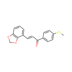 CSc1ccc(C(=O)/C=C/c2cccc3c2OCO3)cc1 ZINC000040139780