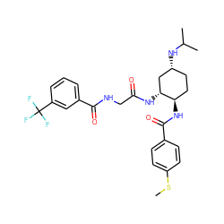 CSc1ccc(C(=O)N[C@@H]2CC[C@@H](NC(C)C)C[C@H]2NC(=O)CNC(=O)c2cccc(C(F)(F)F)c2)cc1 ZINC000044431754