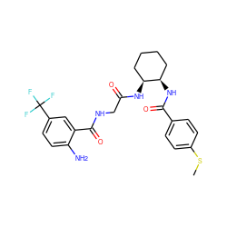 CSc1ccc(C(=O)N[C@@H]2CCCC[C@@H]2NC(=O)CNC(=O)c2cc(C(F)(F)F)ccc2N)cc1 ZINC000040420228