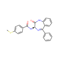 CSc1ccc(C(=O)N[C@@H]2N=C(c3ccccc3)c3ccccc3NC2=O)cc1 ZINC000013601620