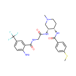 CSc1ccc(C(=O)N[C@H]2CCN(C)C[C@H]2NC(=O)CNC(=O)c2cc(C(F)(F)F)ccc2N)cc1 ZINC000040429724