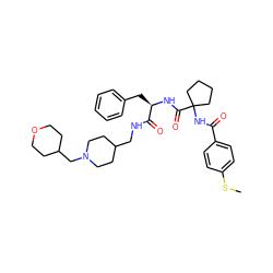 CSc1ccc(C(=O)NC2(C(=O)N[C@H](Cc3ccccc3)C(=O)NCC3CCN(CC4CCOCC4)CC3)CCCC2)cc1 ZINC000044281765