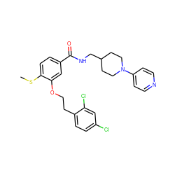 CSc1ccc(C(=O)NCC2CCN(c3ccncc3)CC2)cc1OCCc1ccc(Cl)cc1Cl ZINC000003989406