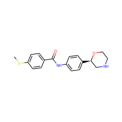 CSc1ccc(C(=O)Nc2ccc([C@@H]3CNCCO3)cc2)cc1 ZINC000117716804