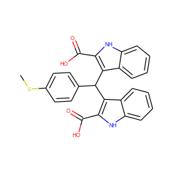 CSc1ccc(C(c2c(C(=O)O)[nH]c3ccccc23)c2c(C(=O)O)[nH]c3ccccc23)cc1 ZINC000013153074