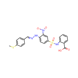 CSc1ccc(C=NNc2ccc(S(=O)(=O)Nc3ccccc3C(=O)O)cc2[N+](=O)[O-])cc1 ZINC000253995086