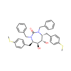 CSc1ccc(C[C@@H]2[C@H](O)[C@@H](O)[C@@H](Cc3ccc(SC)cc3)N(Cc3ccccc3)C(=O)N2Cc2ccccc2)cc1 ZINC000014945754