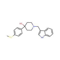 CSc1ccc(C2(O)CCN(Cc3c[nH]c4ccccc34)CC2)cc1 ZINC000028878505