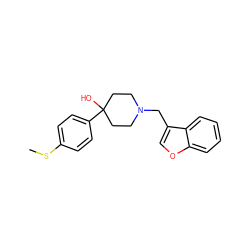 CSc1ccc(C2(O)CCN(Cc3coc4ccccc34)CC2)cc1 ZINC000028878486