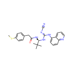 CSc1ccc(CC(=O)N[C@@H](N/C(=N/C#N)Nc2cccc3ncccc23)C(C)(C)C)cc1 ZINC000101632103