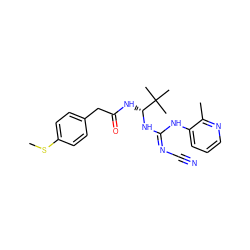 CSc1ccc(CC(=O)N[C@@H](N/C(=N/C#N)Nc2cccnc2C)C(C)(C)C)cc1 ZINC000040951602