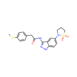 CSc1ccc(CC(=O)Nc2n[nH]c3ccc(N4CCCS4(=O)=O)cc23)cc1 ZINC000029041459