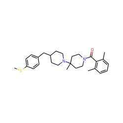 CSc1ccc(CC2CCN(C3(C)CCN(C(=O)c4c(C)cccc4C)CC3)CC2)cc1 ZINC000013474978